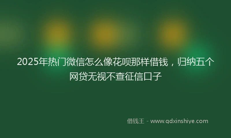 2025年热门微信怎么像花呗那样借钱，归纳五个网贷无视不查征信口子