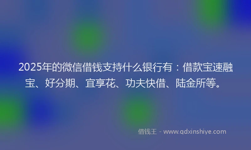 2025年的微信借钱支持什么银行有：借款宝速融宝、好分期、宜享花、功夫快借、陆金所等。