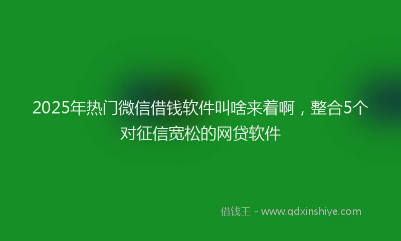 2025年热门微信借钱软件叫啥来着啊，整合5个对征信宽松的网贷软件