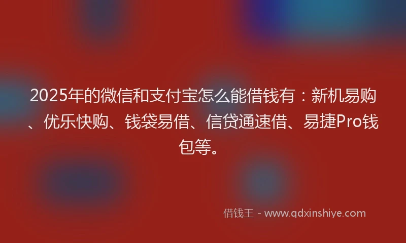 2025年的微信和支付宝怎么能借钱有：新机易购、优乐快购、钱袋易借、信贷通速借、易捷Pro钱包等。