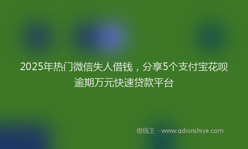 2025年热门微信失人借钱，分享5个支付宝花呗逾期万元快速贷款平台