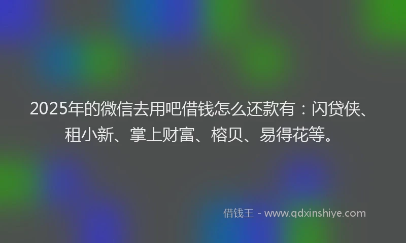 2025年的微信去用吧借钱怎么还款有：闪贷侠、租小新、掌上财富、榕贝、易得花等。