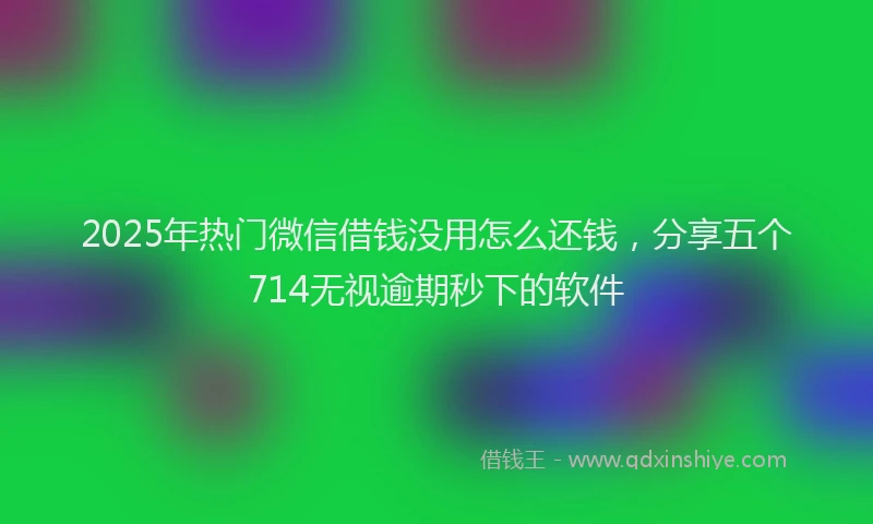 2025年热门微信借钱没用怎么还钱，分享五个714无视逾期秒下的软件