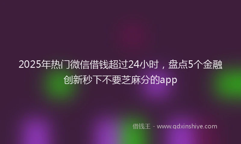 2025年热门微信借钱超过24小时，盘点5个金融创新秒下不要芝麻分的app