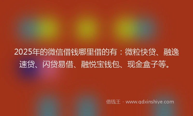 2025年的微信借钱哪里借的有：微粒快贷、融逸速贷、闪贷易借、融悦宝钱包、现金盒子等。