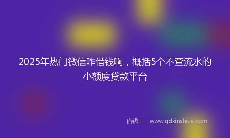 2025年热门微信咋借钱啊，概括5个不查流水的小额度贷款平台
