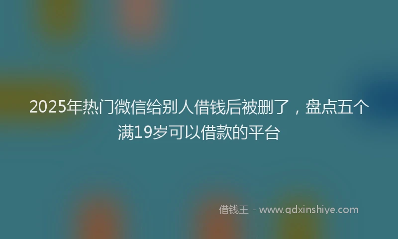 2025年热门微信给别人借钱后被删了，盘点五个满19岁可以借款的平台