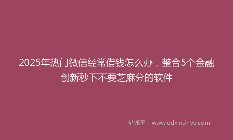 2025年热门微信经常借钱怎么办，整合5个金融创新秒下不要芝麻分的软件