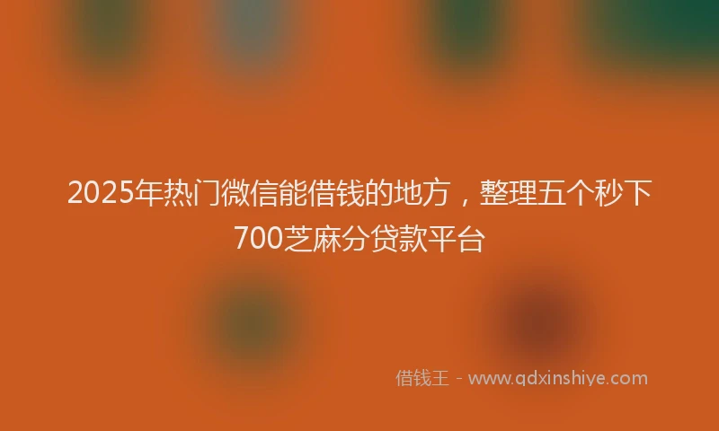 2025年热门微信能借钱的地方，整理五个秒下700芝麻分贷款平台