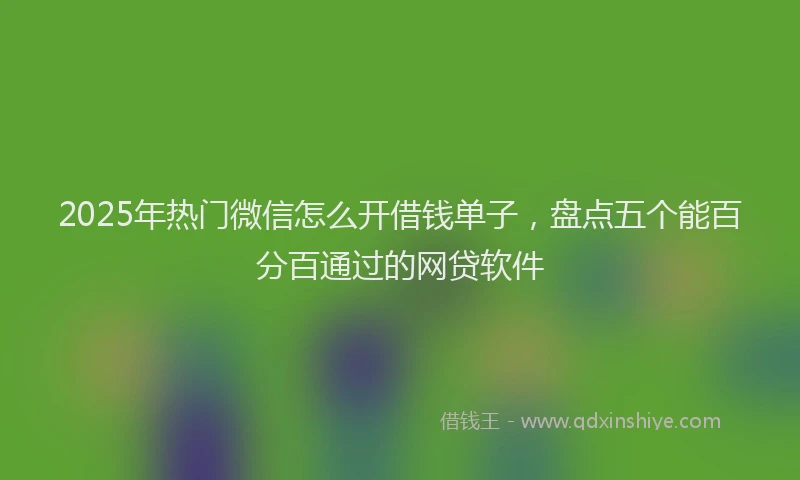 2025年热门微信怎么开借钱单子，盘点五个能百分百通过的网贷软件