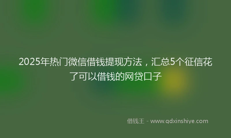 2025年热门微信借钱提现方法，汇总5个征信花了可以借钱的网贷口子