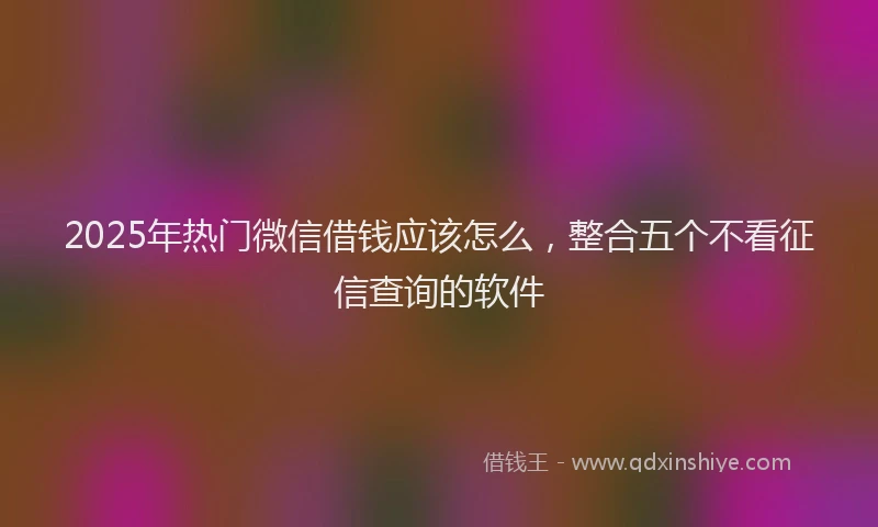 2025年热门微信借钱应该怎么，整合五个不看征信查询的软件