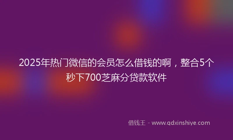 2025年热门微信的会员怎么借钱的啊，整合5个秒下700芝麻分贷款软件