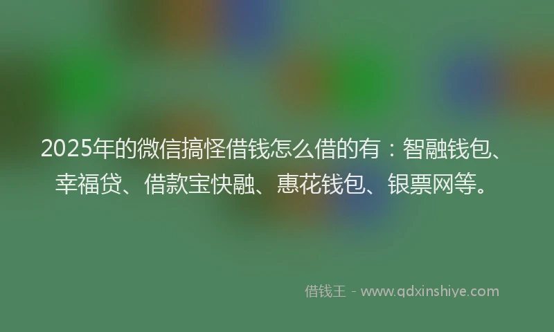 2025年的微信搞怪借钱怎么借的有：智融钱包、幸福贷、借款宝快融、惠花钱包、银票网等。