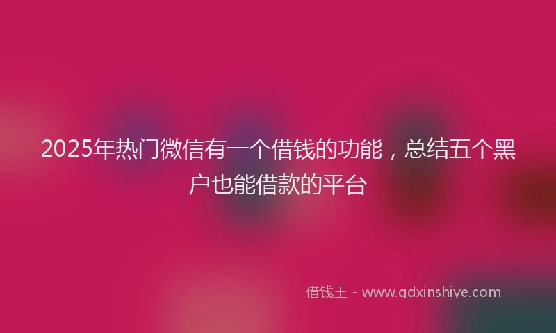 2025年热门微信有一个借钱的功能，总结五个黑户也能借款的平台