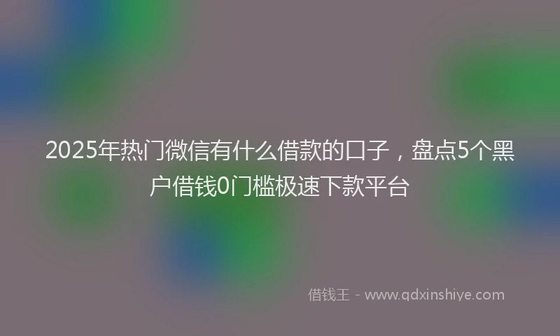 2025年热门微信有什么借款的口子，盘点5个黑户借钱0门槛极速下款平台
