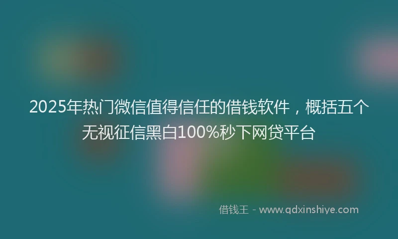 2025年热门微信值得信任的借钱软件，概括五个无视征信黑白100%秒下网贷平台