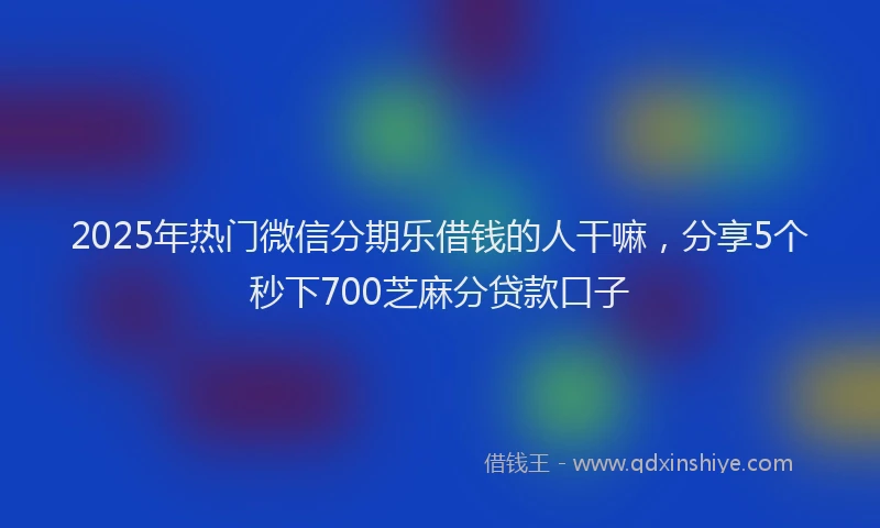 2025年热门微信分期乐借钱的人干嘛，分享5个秒下700芝麻分贷款口子
