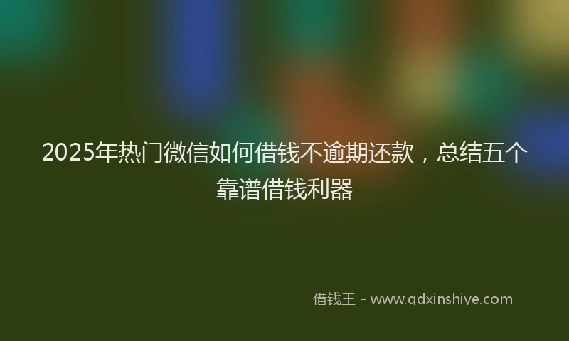 2025年热门微信如何借钱不逾期还款，总结五个靠谱借钱利器