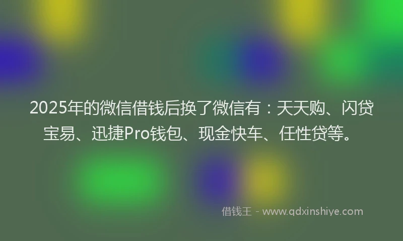 2025年的微信借钱后换了微信有：天天购、闪贷宝易、迅捷Pro钱包、现金快车、任性贷等。