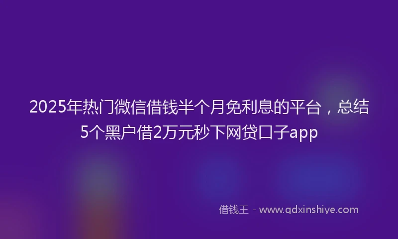 2025年热门微信借钱半个月免利息的平台，总结5个黑户借2万元秒下网贷口子app