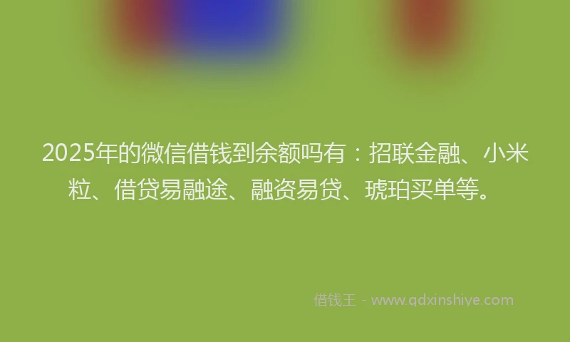 2025年的微信借钱到余额吗有：招联金融、小米粒、借贷易融途、融资易贷、琥珀买单等。