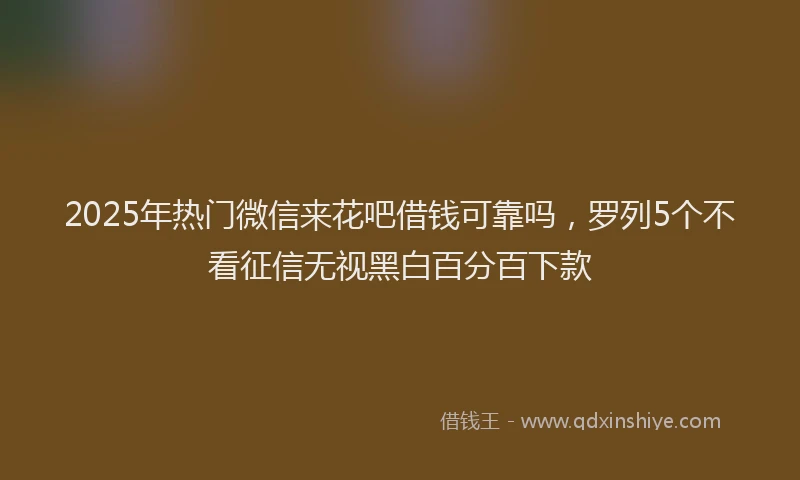 2025年热门微信来花吧借钱可靠吗，罗列5个不看征信无视黑白百分百下款