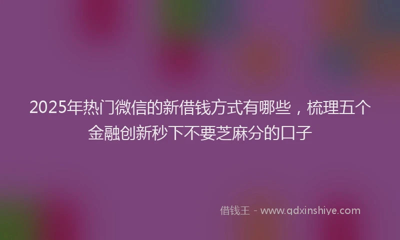 2025年热门微信的新借钱方式有哪些，梳理五个金融创新秒下不要芝麻分的口子