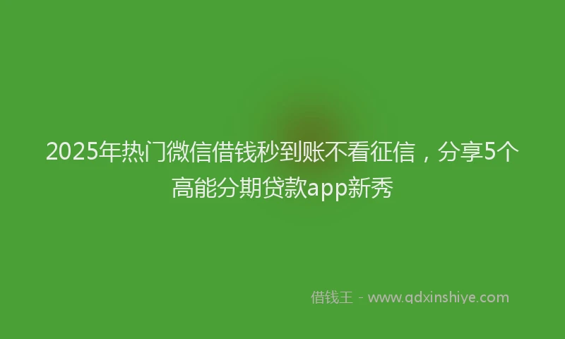 2025年热门微信借钱秒到账不看征信，分享5个高能分期贷款app新秀