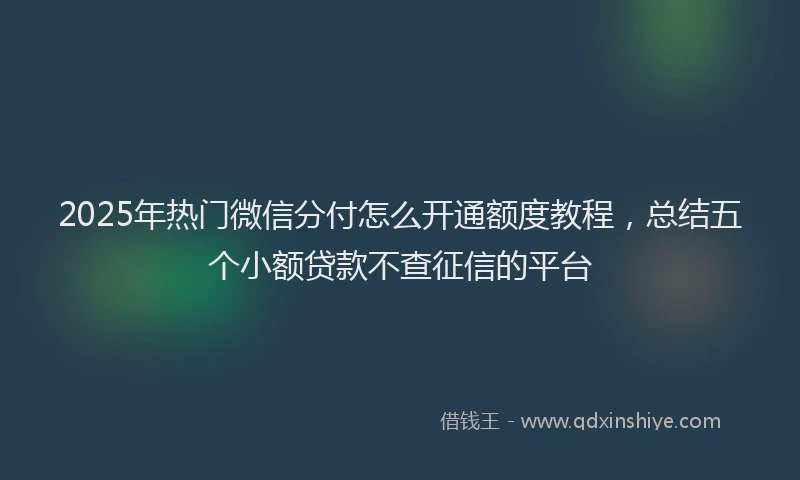 2025年热门微信分付怎么开通额度教程，总结五个小额贷款不查征信的平台