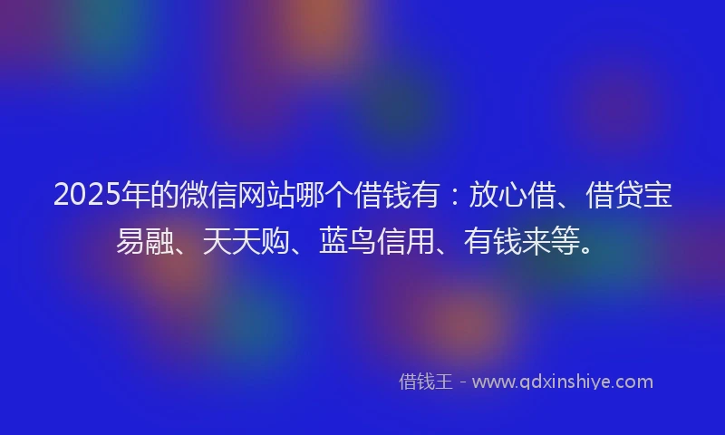 2025年的微信网站哪个借钱有：放心借、借贷宝易融、天天购、蓝鸟信用、有钱来等。