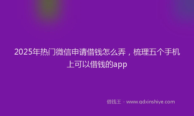 2025年热门微信申请借钱怎么弄，梳理五个手机上可以借钱的app