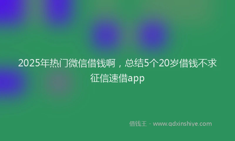 2025年热门微信借钱啊，总结5个20岁借钱不求征信速借app