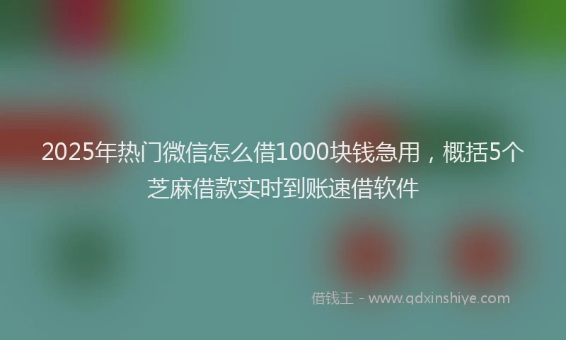 2025年热门微信怎么借1000块钱急用，概括5个芝麻借款实时到账速借软件