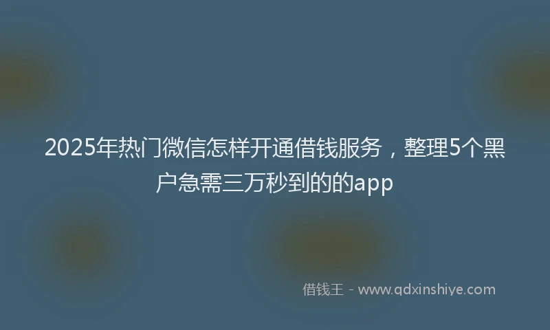 2025年热门微信怎样开通借钱服务，整理5个黑户急需三万秒到的的app