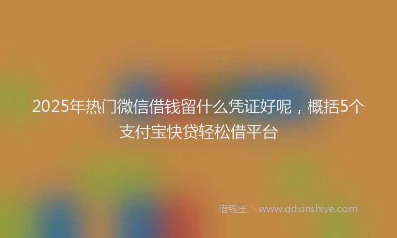 2025年热门微信借钱留什么凭证好呢，概括5个支付宝快贷轻松借平台