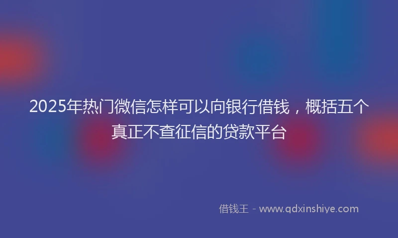 2025年热门微信怎样可以向银行借钱，概括五个真正不查征信的贷款平台