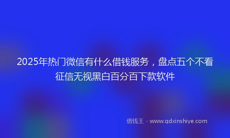 2025年热门微信有什么借钱服务，盘点五个不看征信无视黑白百分百下款软件