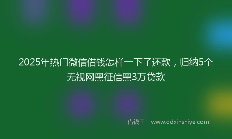 2025年热门微信借钱怎样一下子还款，归纳5个无视网黑征信黑3万贷款