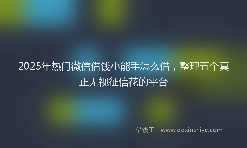 2025年热门微信借钱小能手怎么借，整理五个真正无视征信花的平台
