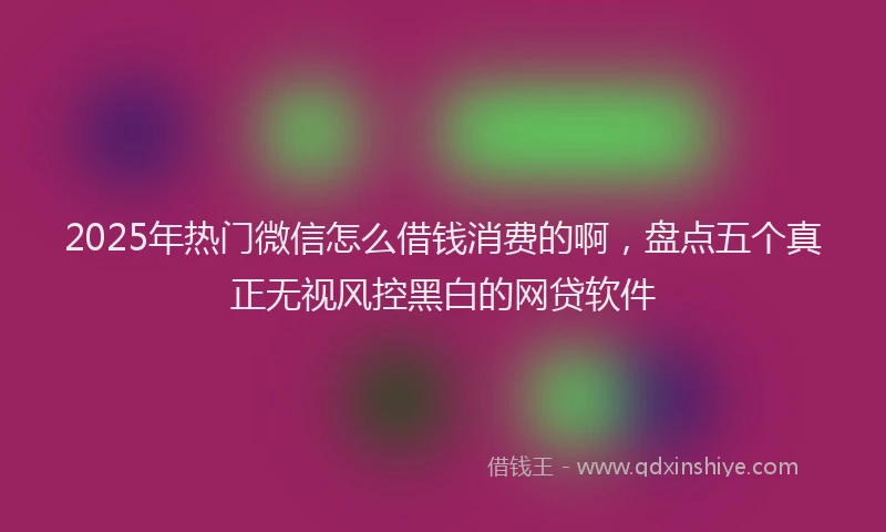 2025年热门微信怎么借钱消费的啊，盘点五个真正无视风控黑白的网贷软件