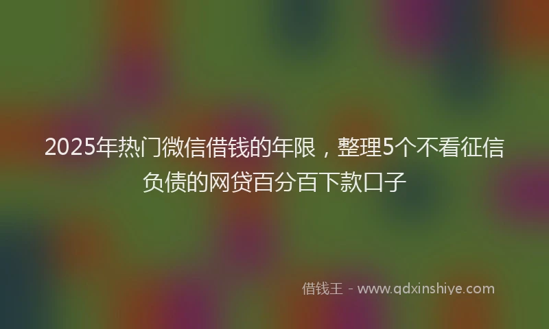 2025年热门微信借钱的年限，整理5个不看征信负债的网贷百分百下款口子