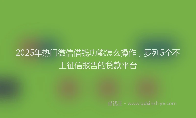 2025年热门微信借钱功能怎么操作，罗列5个不上征信报告的贷款平台