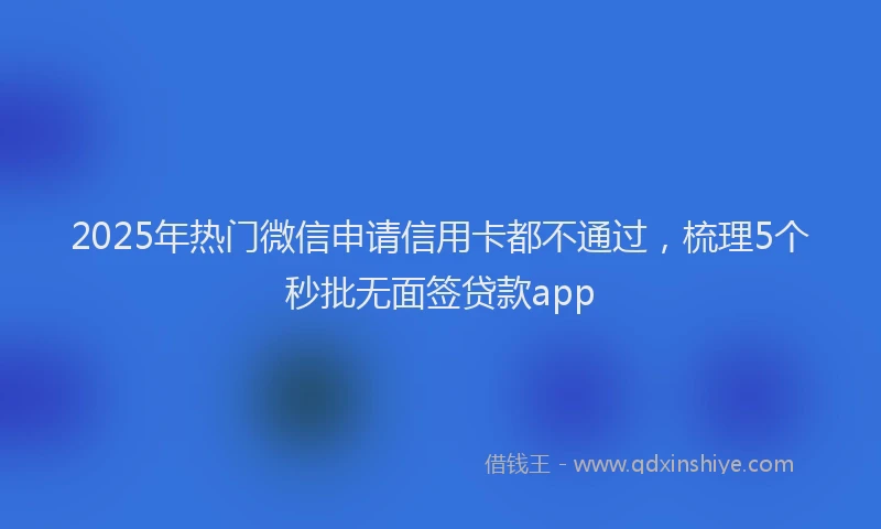 2025年热门微信申请信用卡都不通过，梳理5个秒批无面签贷款app