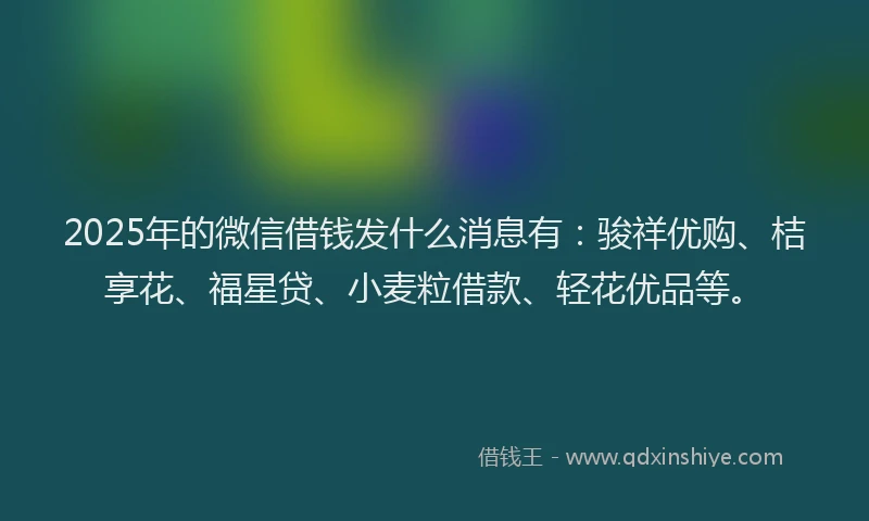 2025年的微信借钱发什么消息有：骏祥优购、桔享花、福星贷、小麦粒借款、轻花优品等。