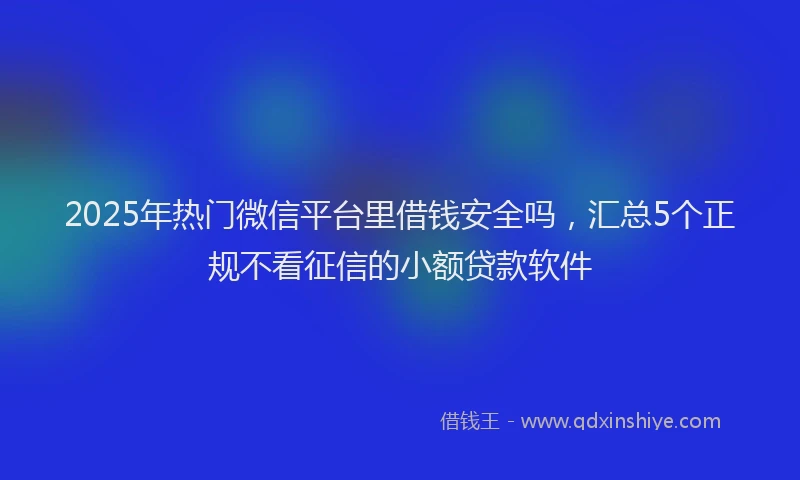 2025年热门微信平台里借钱安全吗，汇总5个正规不看征信的小额贷款软件