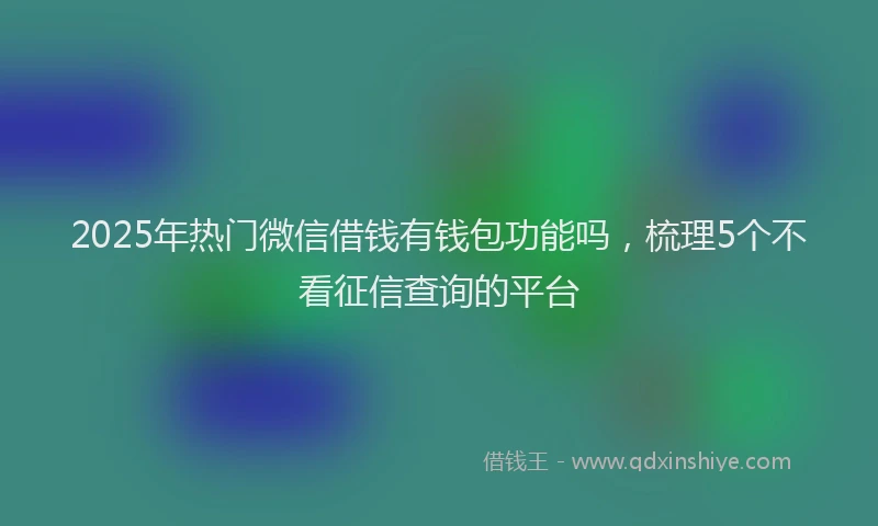 2025年热门微信借钱有钱包功能吗，梳理5个不看征信查询的平台