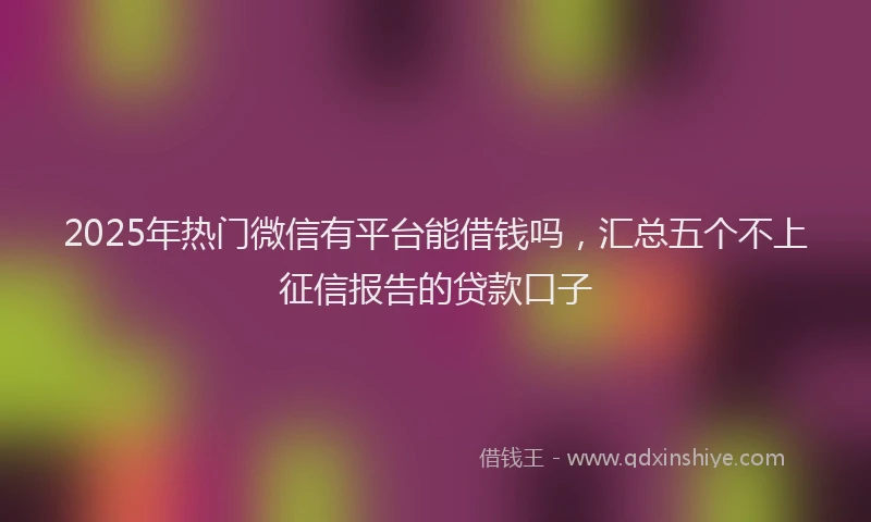 2025年热门微信有平台能借钱吗，汇总五个不上征信报告的贷款口子