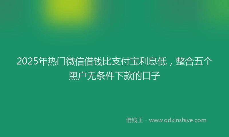 2025年热门微信借钱比支付宝利息低，整合五个黑户无条件下款的口子