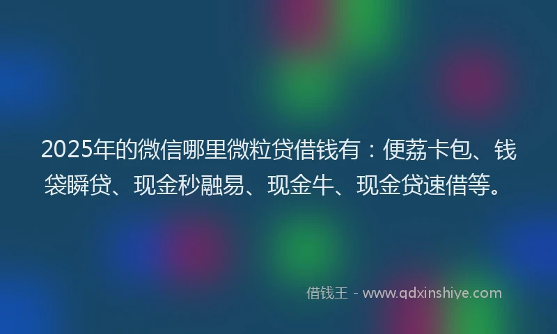 2025年的微信哪里微粒贷借钱有：便荔卡包、钱袋瞬贷、现金秒融易、现金牛、现金贷速借等。